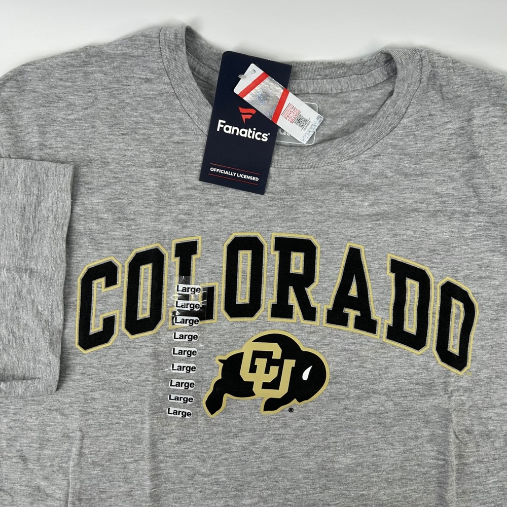 Fanatics Colorado Buffaloes T-Shirt Mens Large Gray Graphic NCAA NWT New